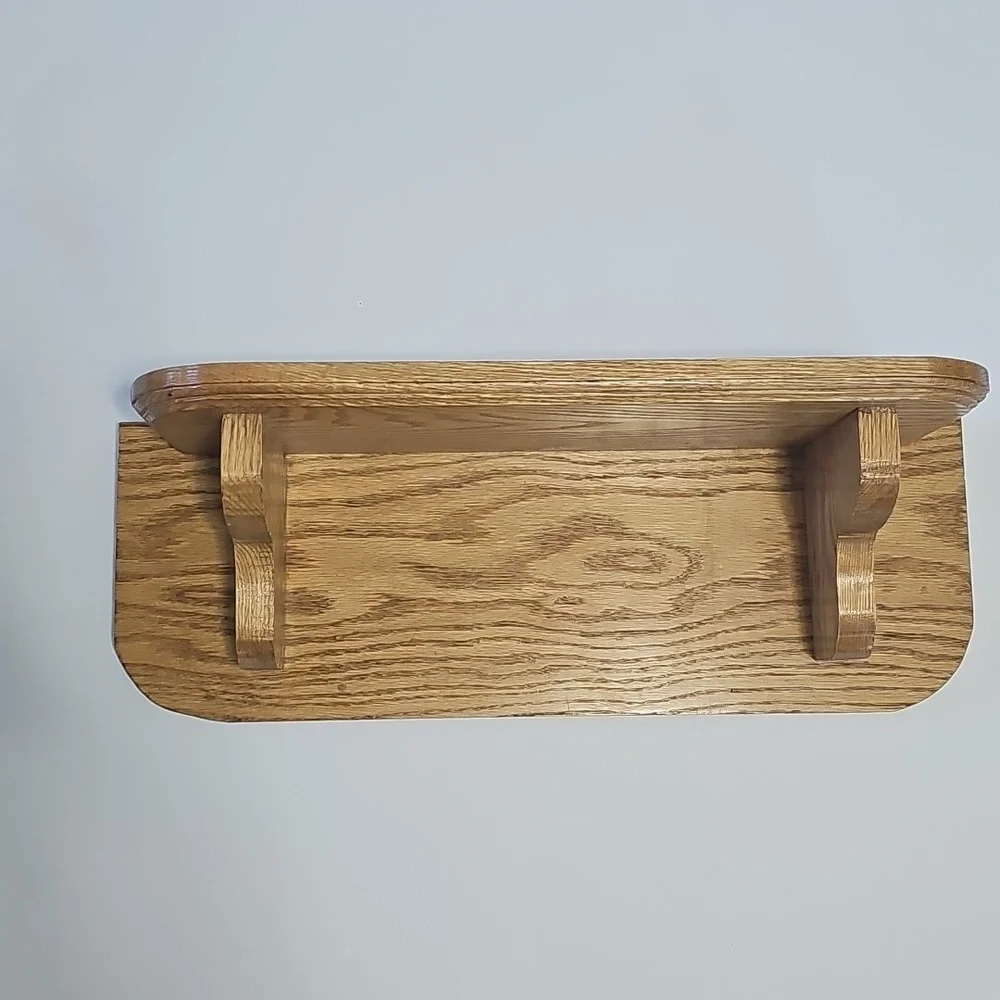 Vintage 80's 90's Wooden Homemade Handmade Oak Rustic Cottage Core Wall Shelf